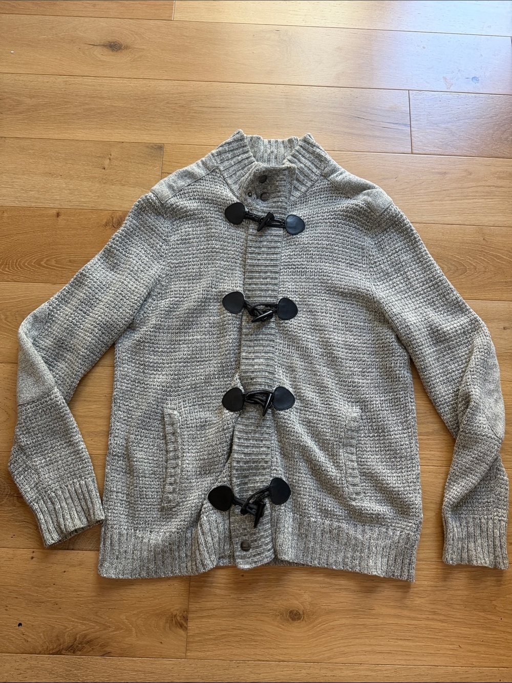 Express Men's Toggle Closure Knit Cardigan Sweater - Light Gray